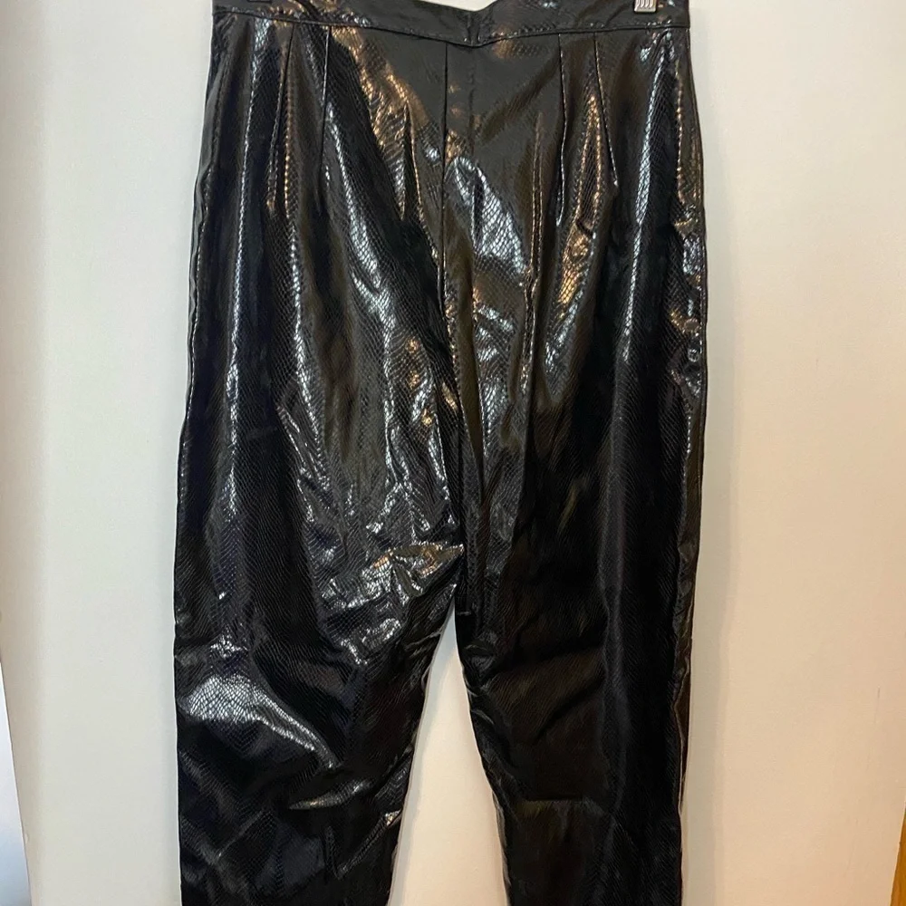1980s Black Snake Skin Pleather High Waisted Pants